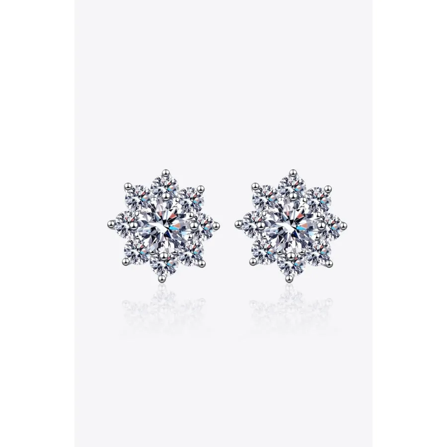 1 Carat Moissanite 925 Sterling Silver Flower Earrings