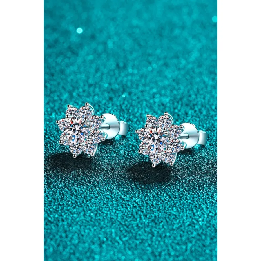 1 Carat Moissanite 925 Sterling Silver Flower Earrings