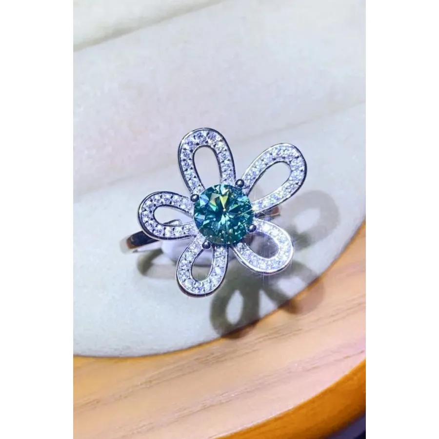 1 Carat Moissanite Flower Shape Open Ring