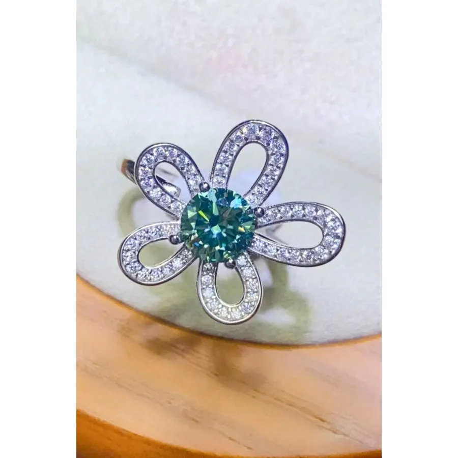 1 Carat Moissanite Flower Shape Open Ring