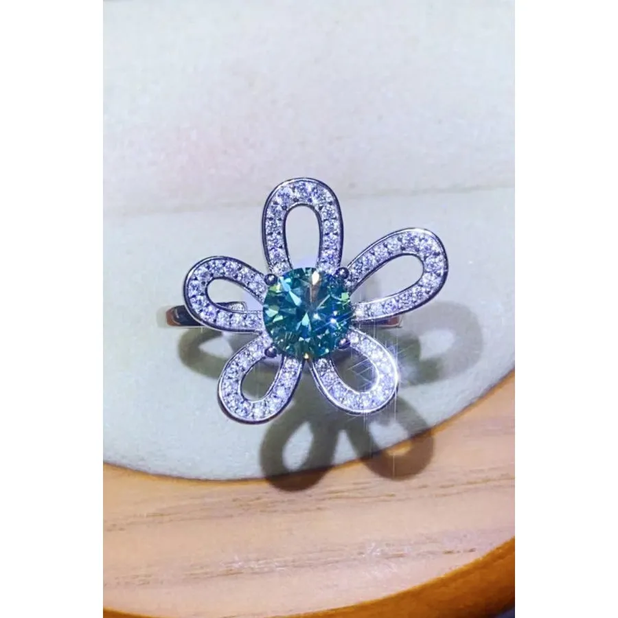 1 Carat Moissanite Flower Shape Open Ring