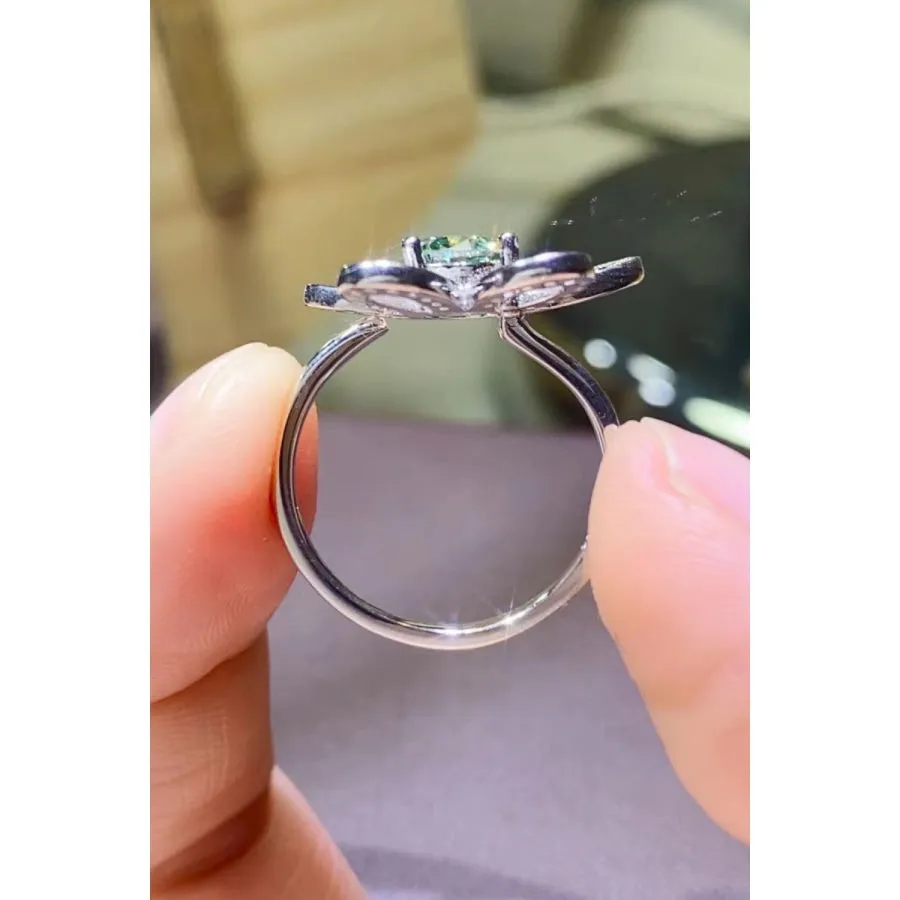 1 Carat Moissanite Flower Shape Open Ring