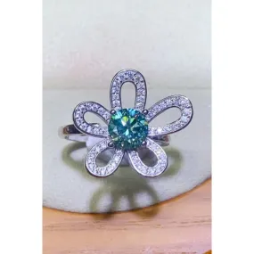 1 Carat Moissanite Flower Shape Open Ring