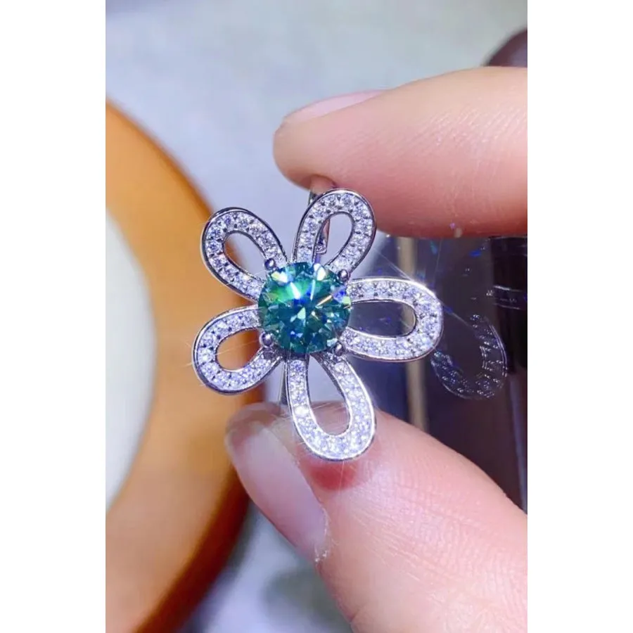 1 Carat Moissanite Flower Shape Open Ring