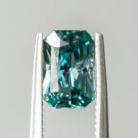 2.02CT RADIANT CUT TANZANIAN SAPPHIRE, TEAL BLUE, 8.95X5.98X3.96MM, UNTREATED