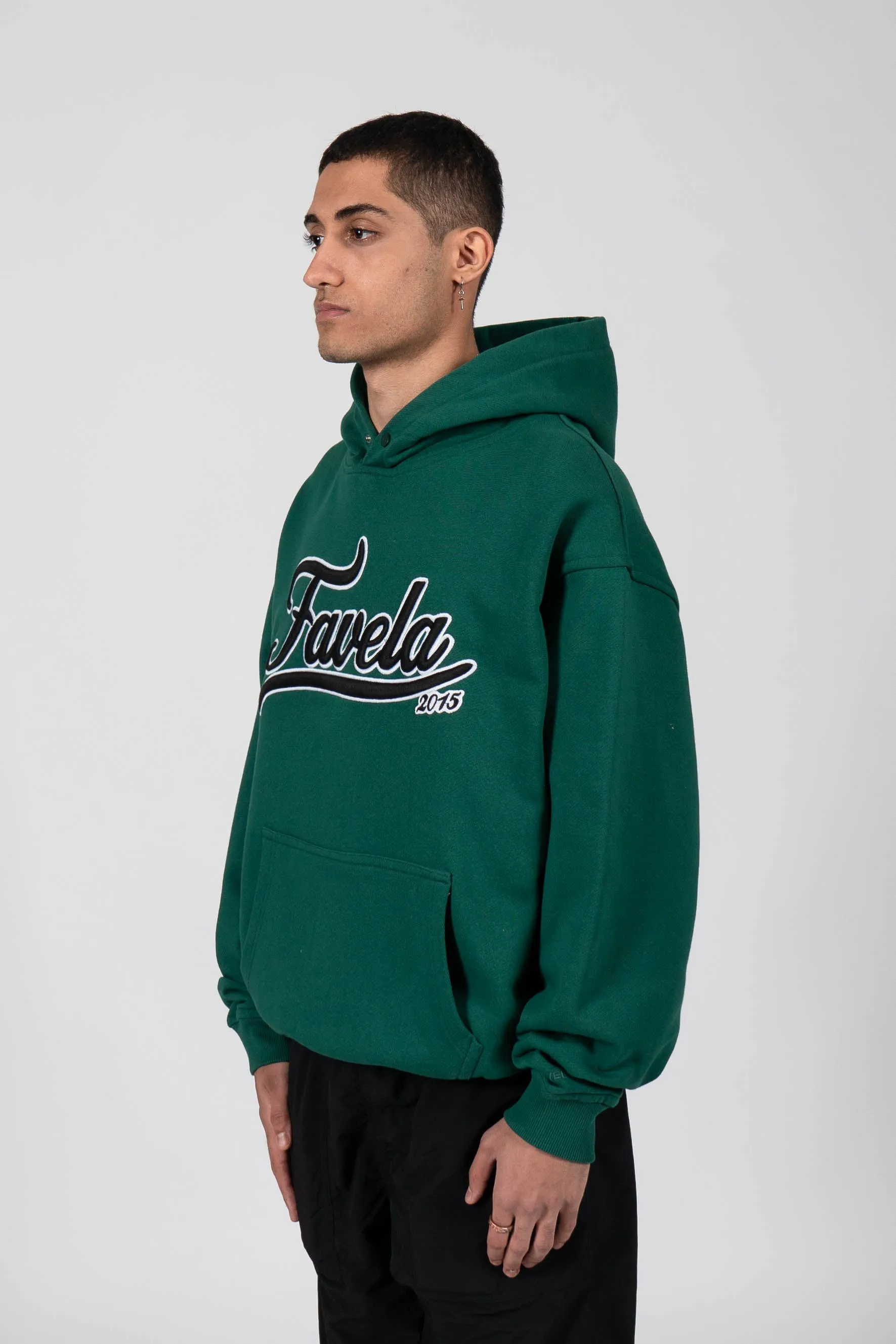 3D COLLEGE FOREST GREEN SNAP BUTTON HOODIE