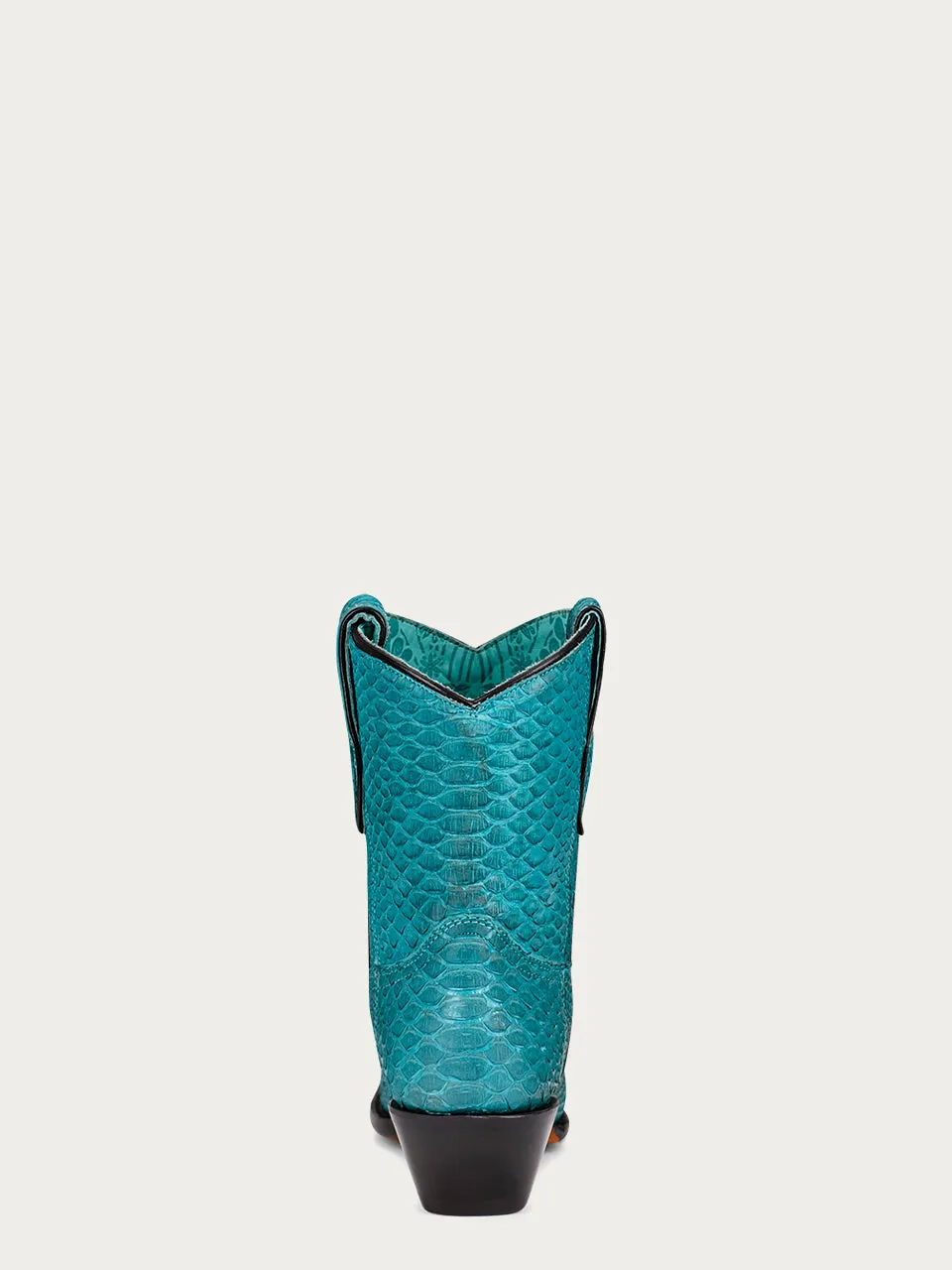 A4195 - WOMEN'S GENUINE FULL TURQUOISE PYTHON SNIP TOE ANKLE BOOT