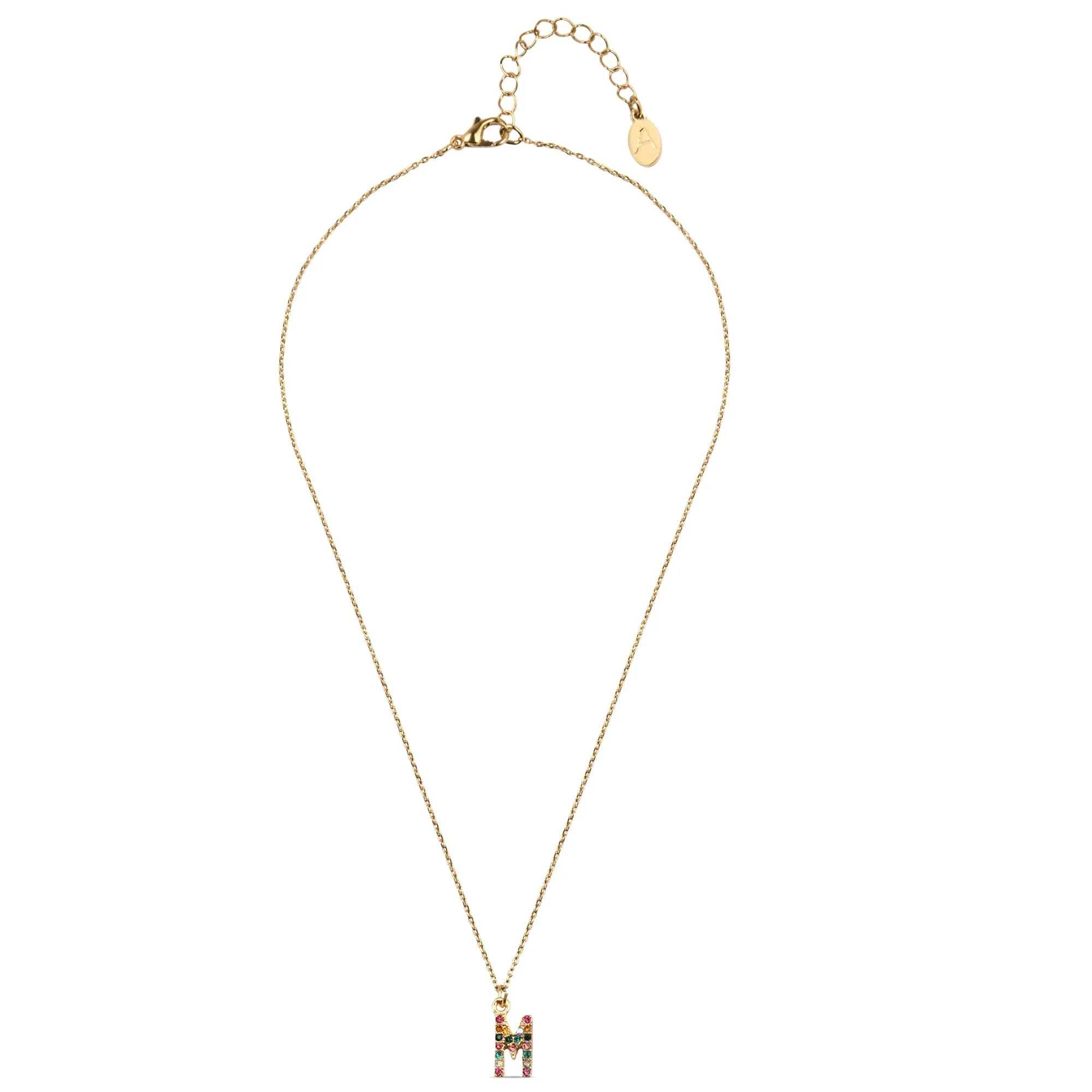 Accessorize London Women's Crystal (M) Initial Necklace Multi