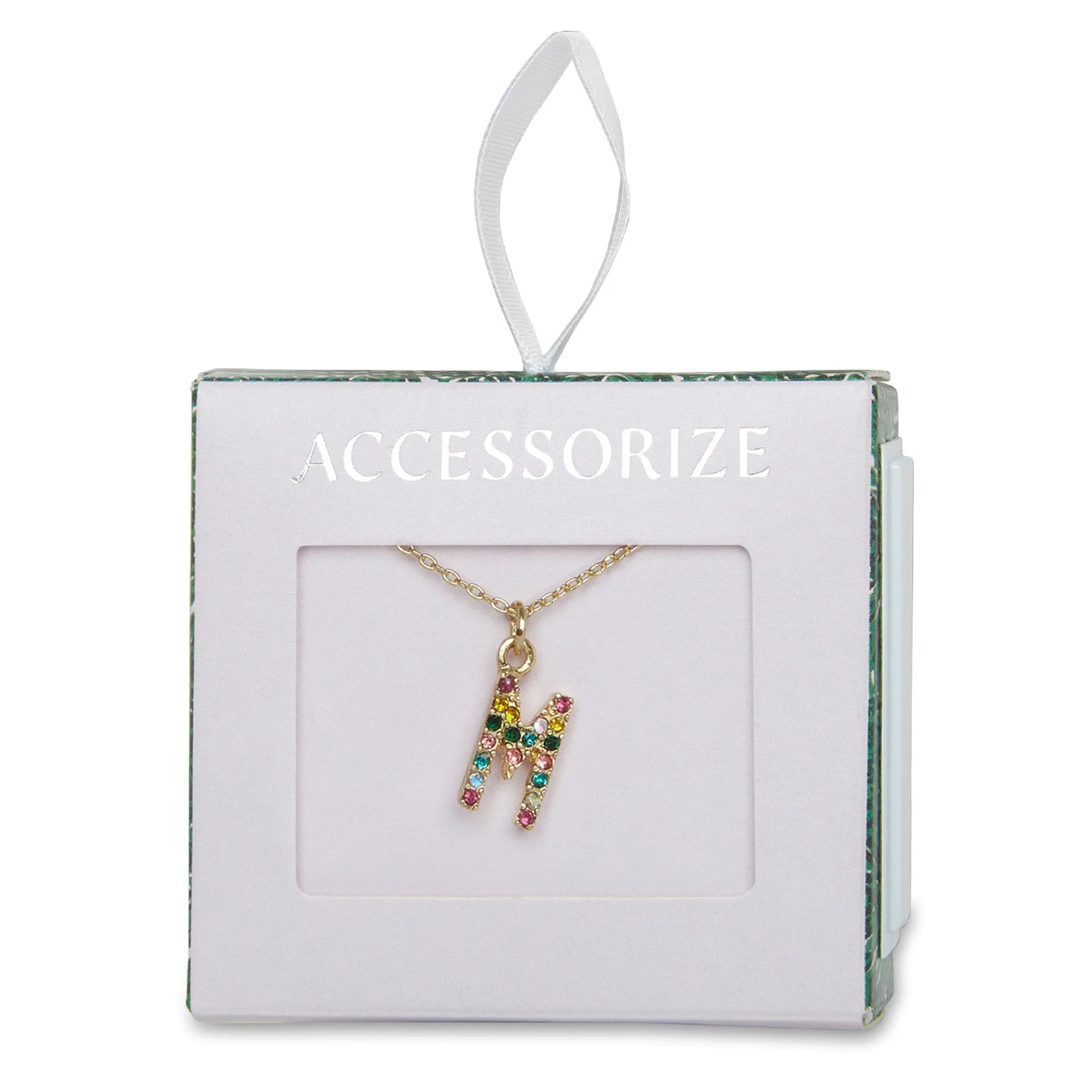 Accessorize London Women's Crystal (M) Initial Necklace Multi