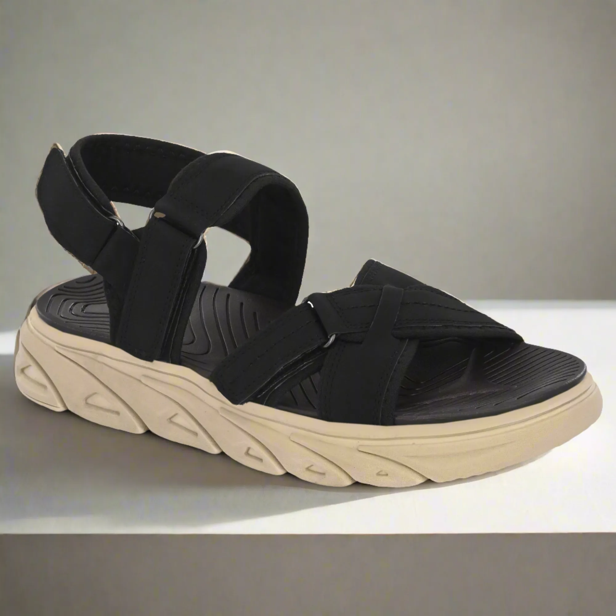 Attitudist Unisex Handcrafted Black Sports Sandal