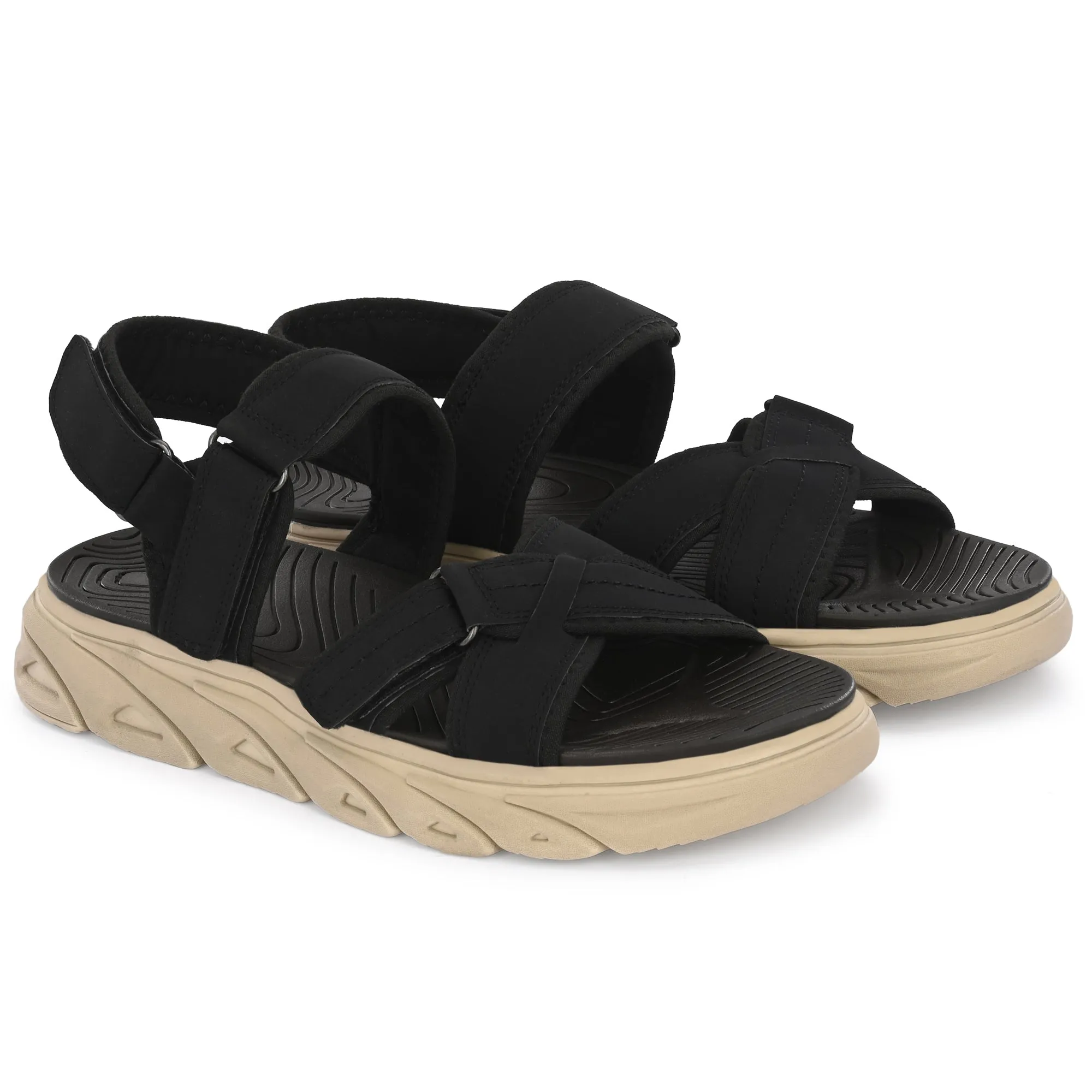 Attitudist Unisex Handcrafted Black Sports Sandal