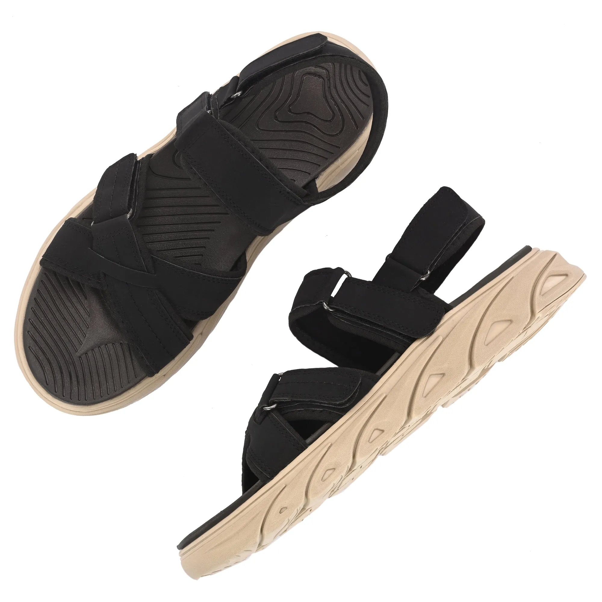 Attitudist Unisex Handcrafted Black Sports Sandal