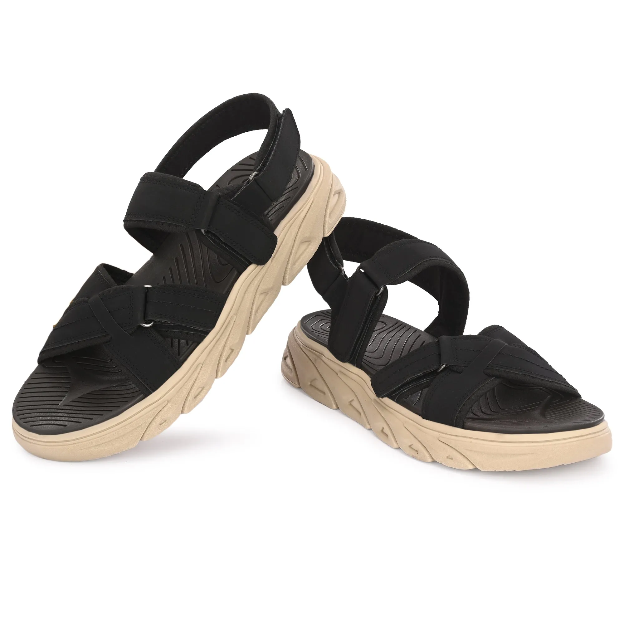 Attitudist Unisex Handcrafted Black Sports Sandal