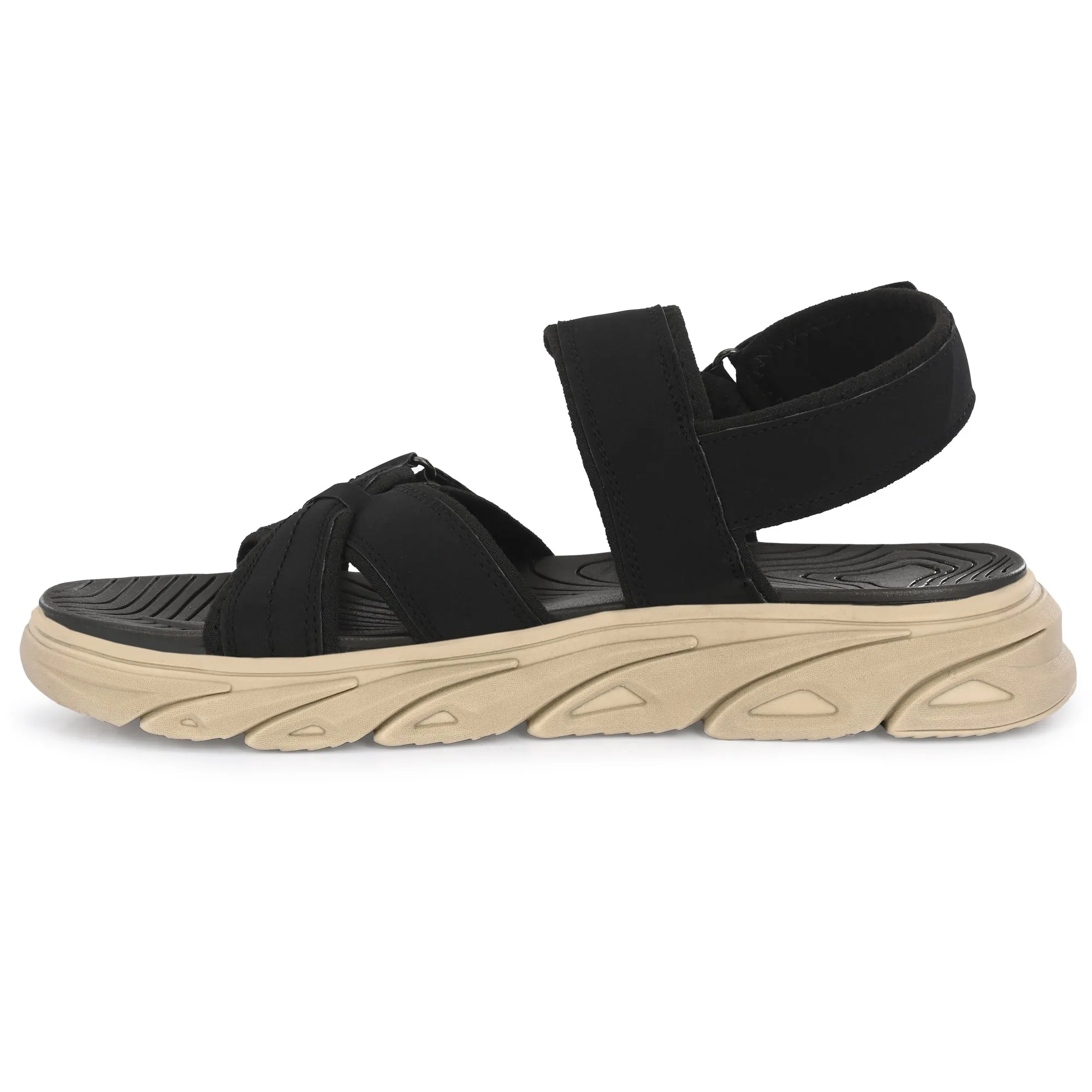 Attitudist Unisex Handcrafted Black Sports Sandal