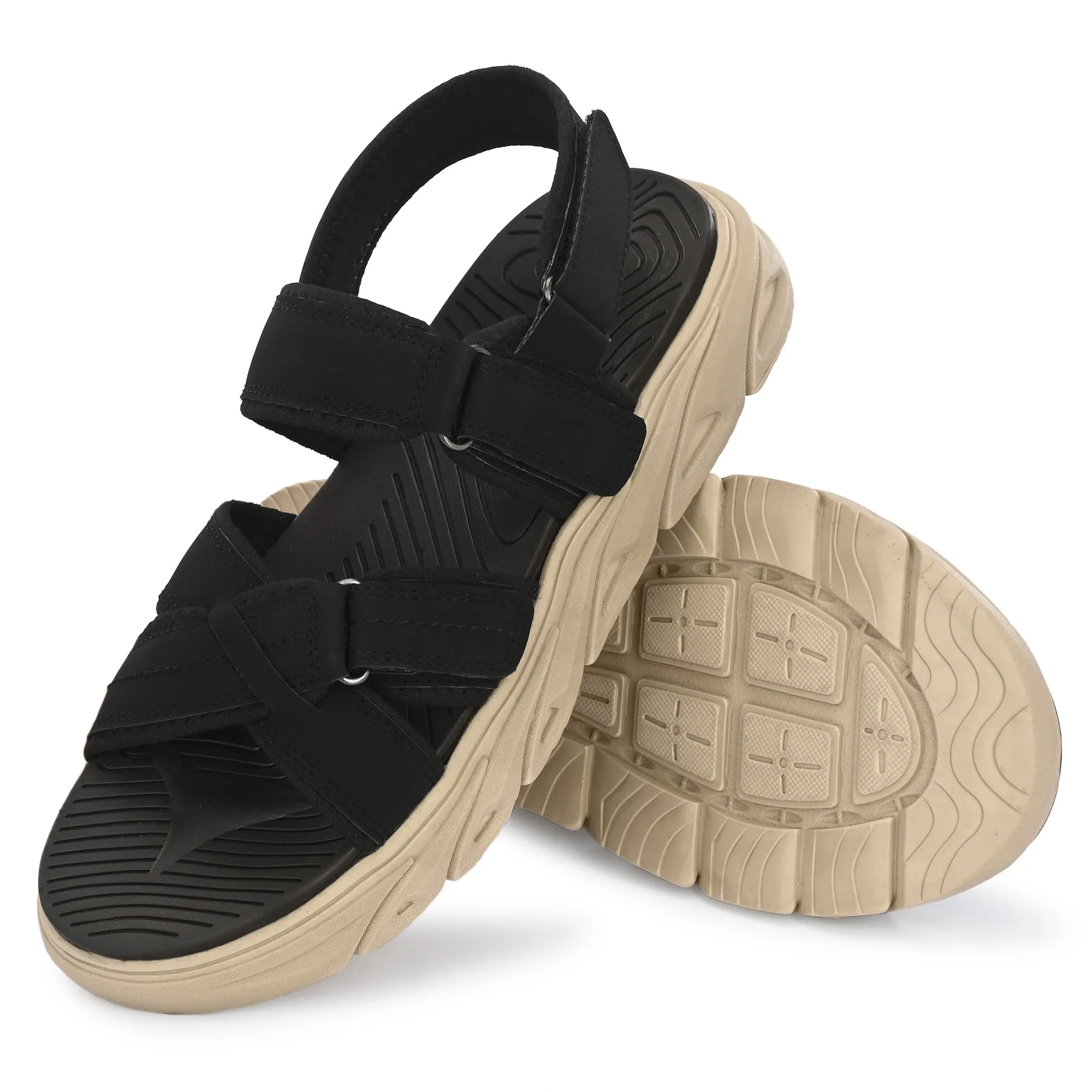 Attitudist Unisex Handcrafted Black Sports Sandal