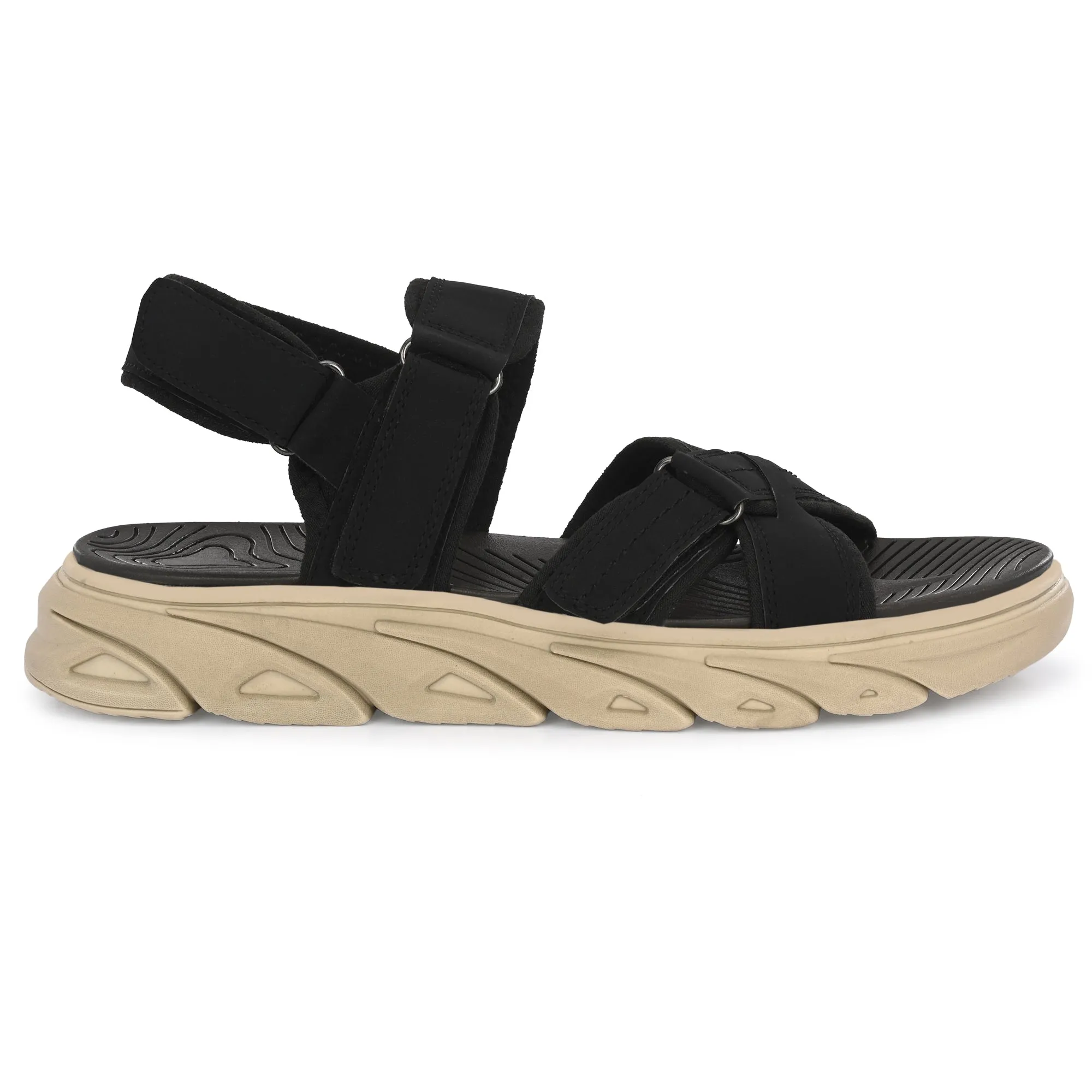 Attitudist Unisex Handcrafted Black Sports Sandal