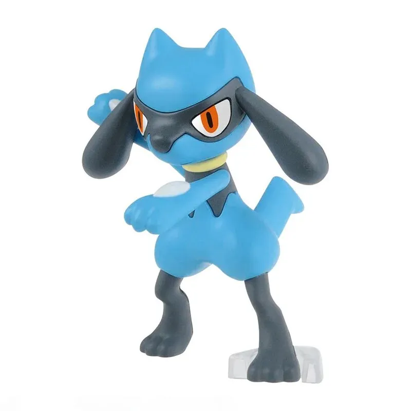 Bandai Original Genuine Pokemon PLAMO Lucario Riolu Action Figure Anime Fighting Ripple Pokémon Assembly Model Toy