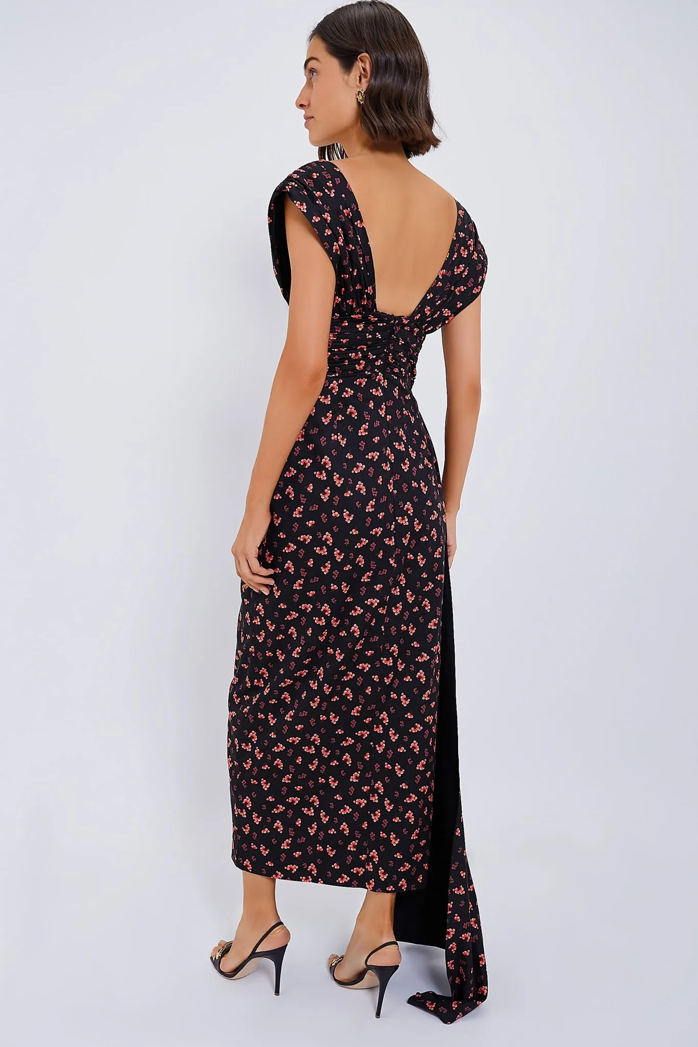 Black and Orange Flower Helen Dress