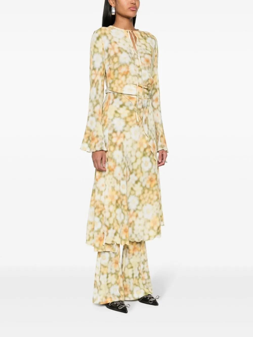 BLUR FLOWER CREPE DRESS