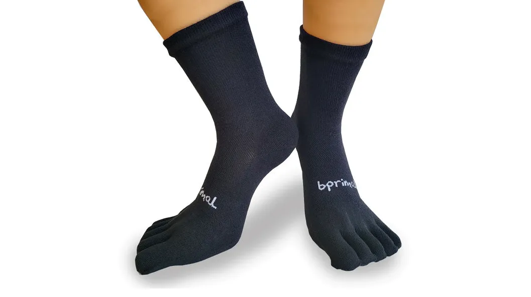 Bprimal Everyday Five-Toe Socks - Crew - Regular Weight - Black