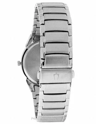 Bulova Mens Dress Watch - Black Sun Ray Dial - Stainless Steel Case and Bracelet