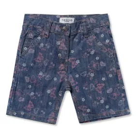 Butterfly Print Denim Shorts