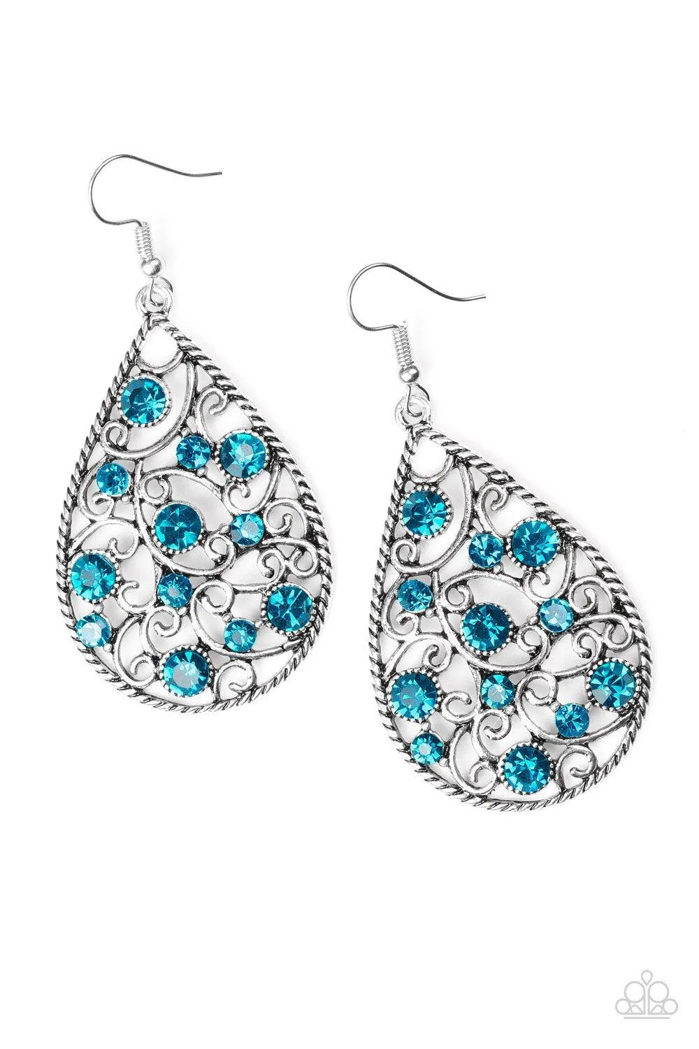 Certainly Courtier Blue Teardrop Earrings - Paparazzi Accessories