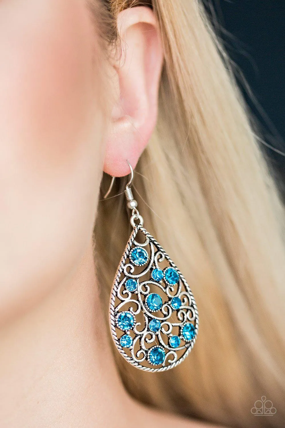 Certainly Courtier Blue Teardrop Earrings - Paparazzi Accessories