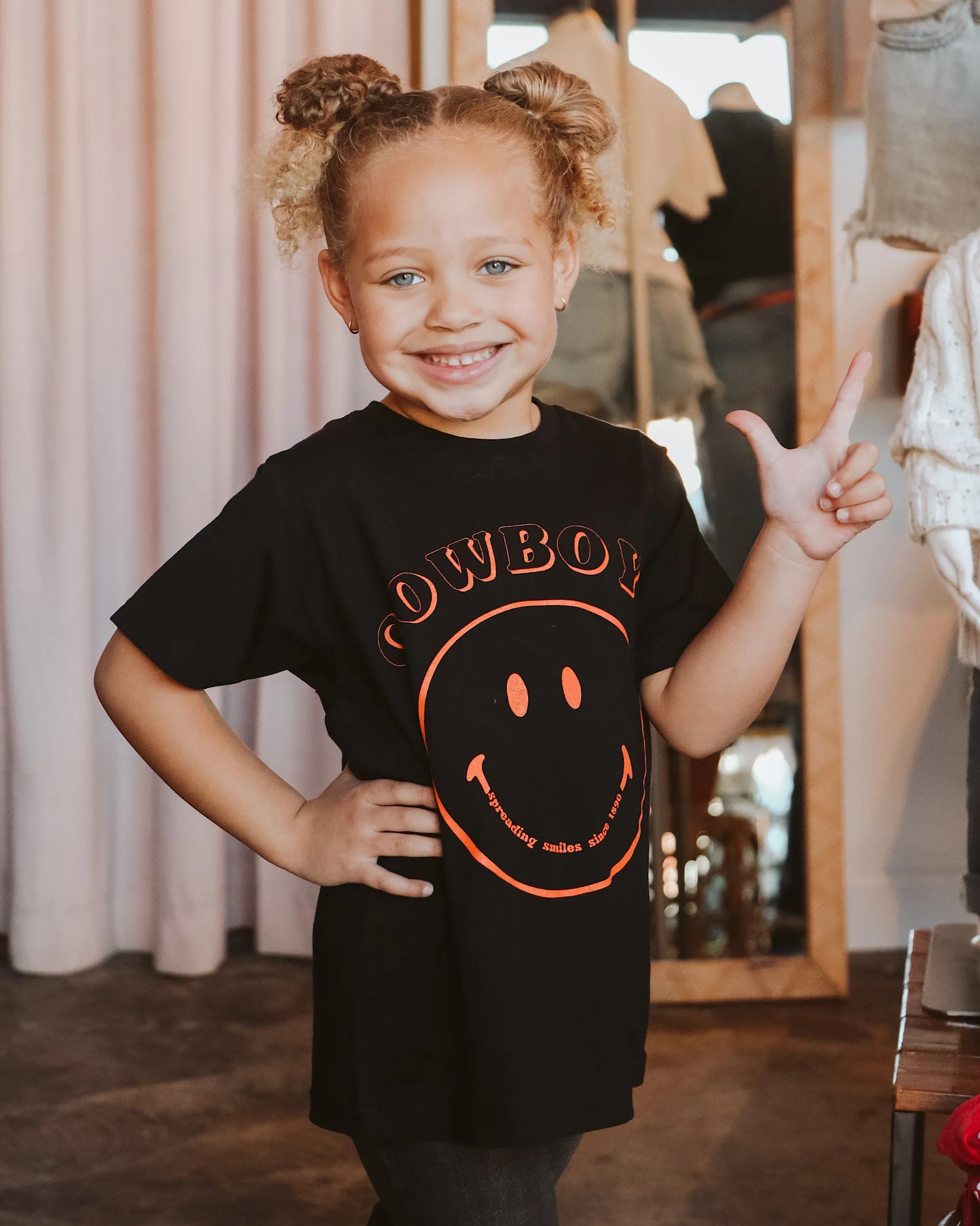 Children's Cowboys Spread Smiles Black Tee