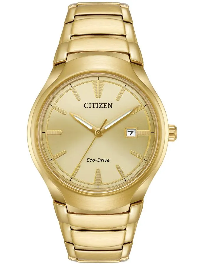 Citizen Eco-Drive Mens Dress Watch - Gold-Tone - Bracelet - Date - 50m