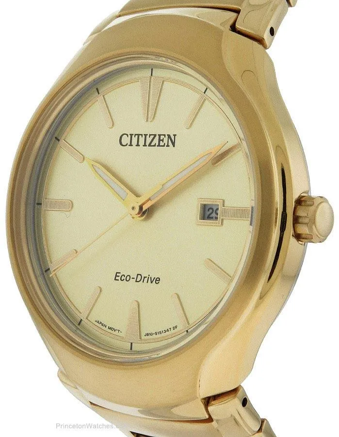 Citizen Eco-Drive Mens Dress Watch - Gold-Tone - Bracelet - Date - 50m