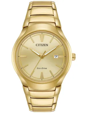 Citizen Eco-Drive Mens Dress Watch - Gold-Tone - Bracelet - Date - 50m