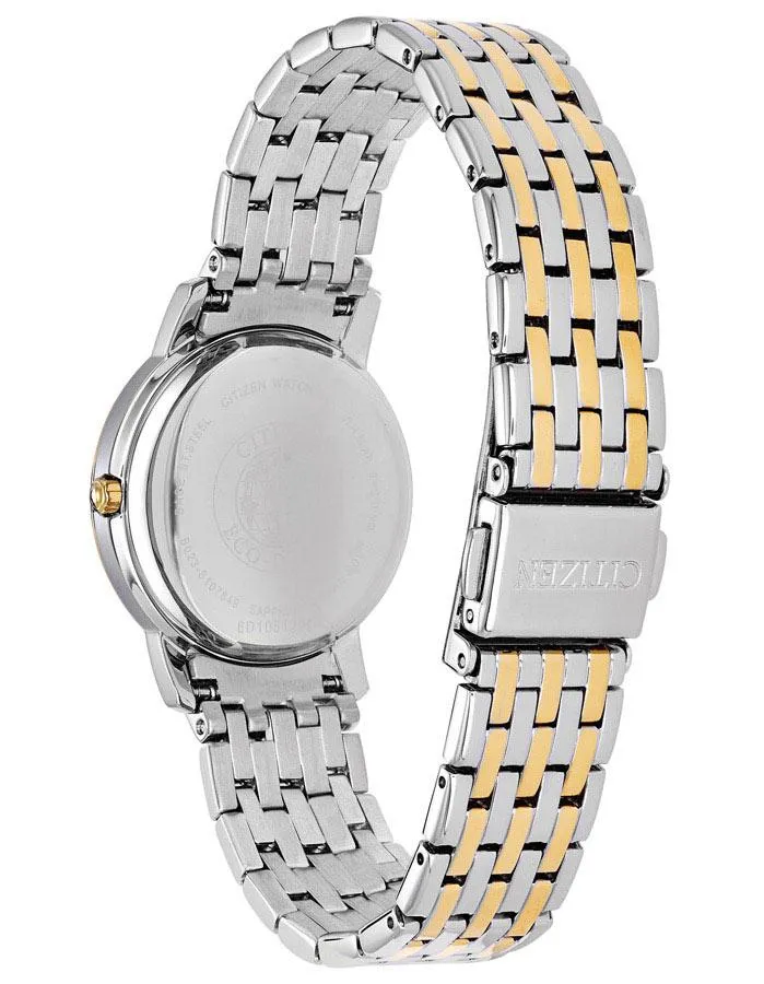 Citizen Eco-Drive Womens Silhouette Crystal Watch - Two-Tone - Bracelet - MOP