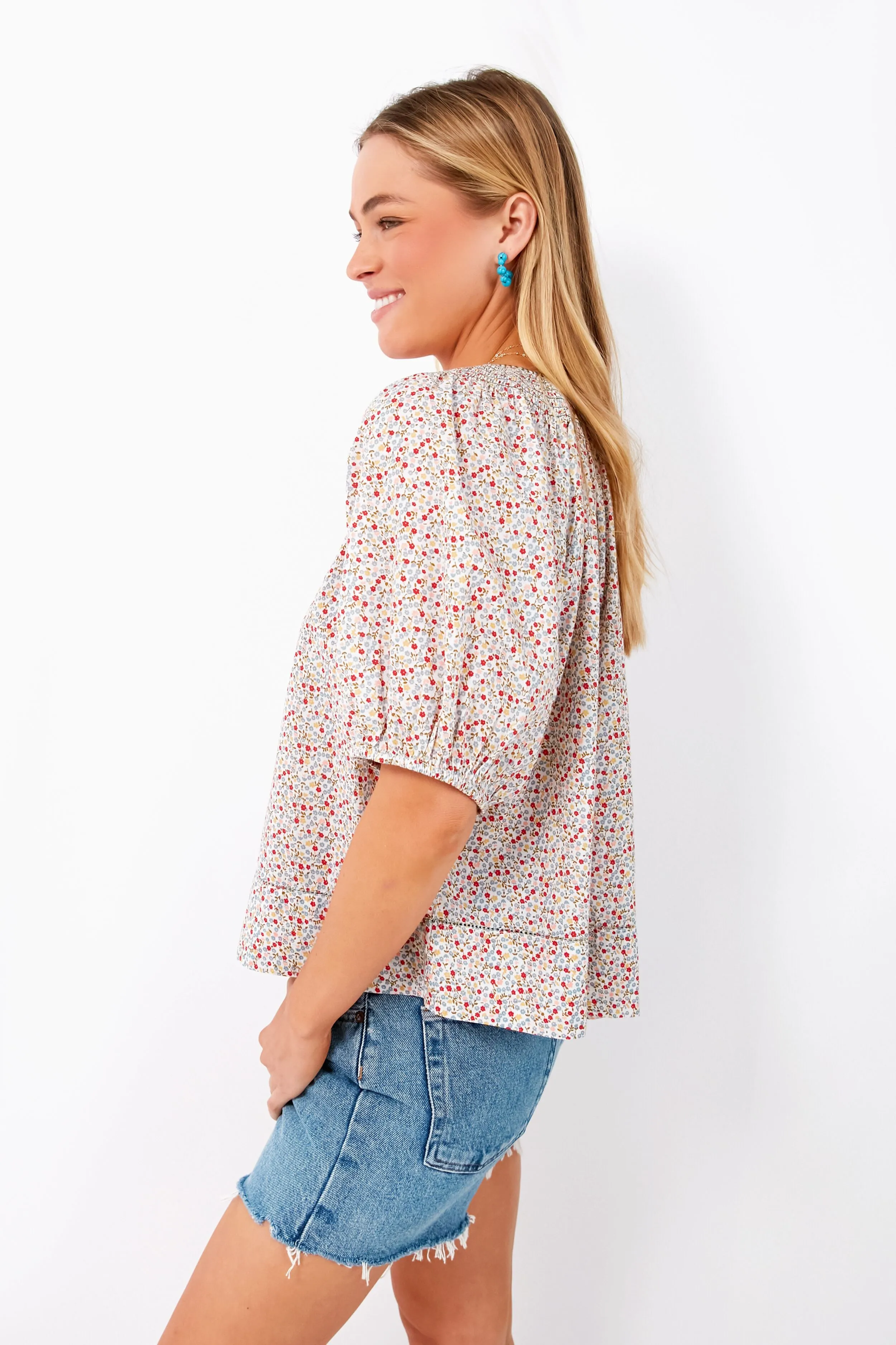 Cream Mini Wild Flower Print The Honey Top