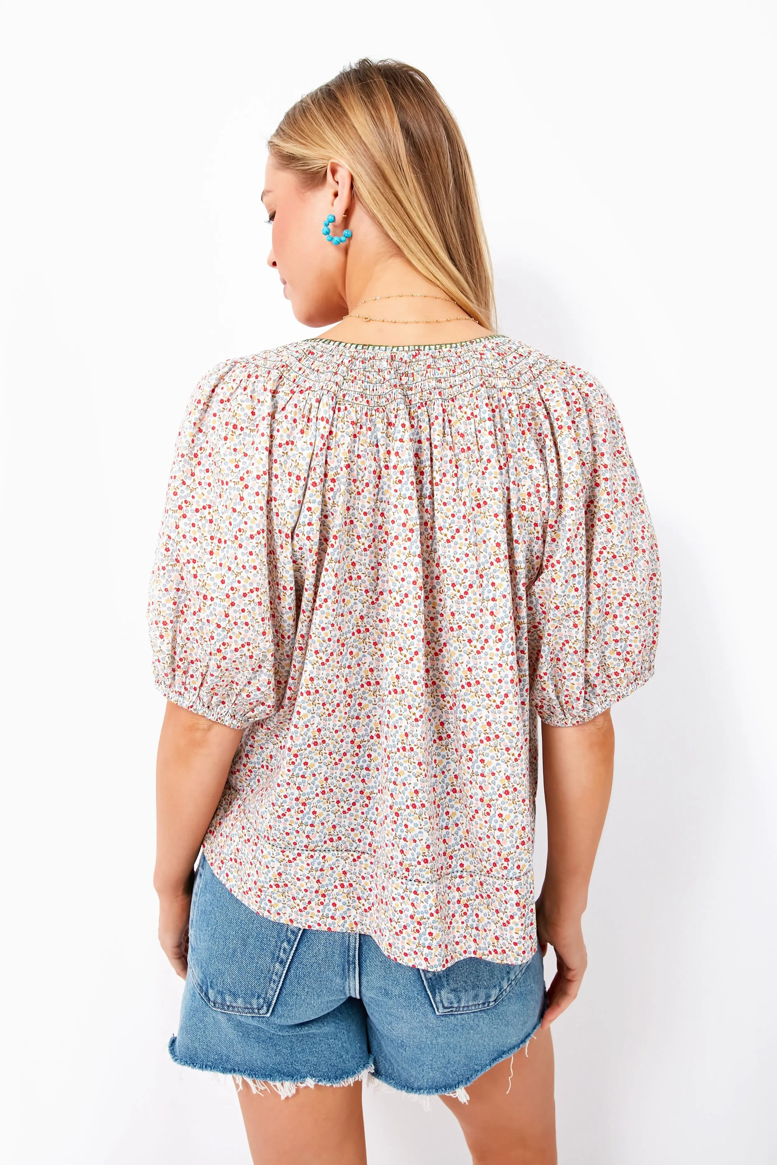 Cream Mini Wild Flower Print The Honey Top