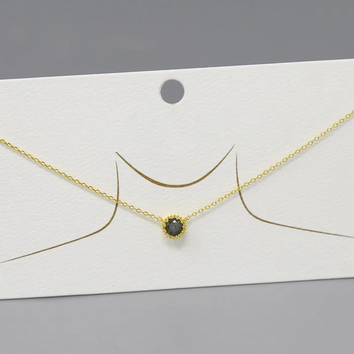 Crowned CZ Stone Pendant Gold Dipped Chain Necklace