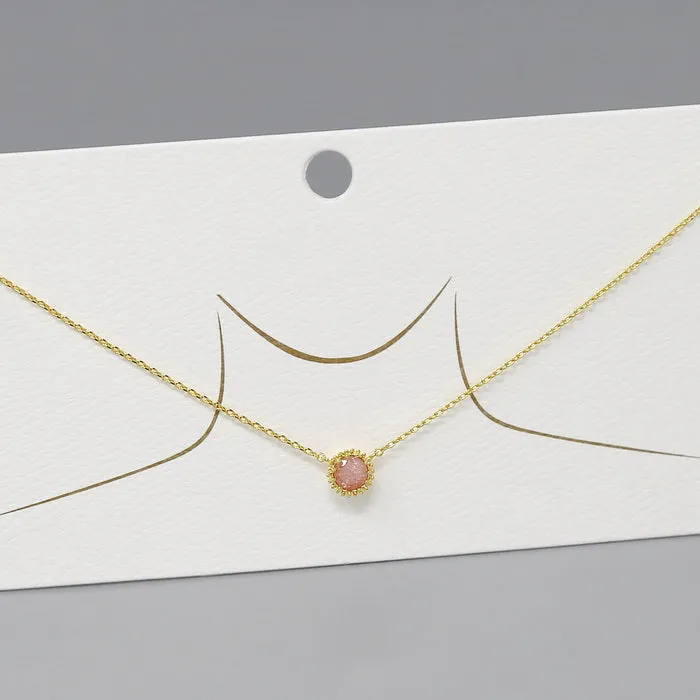 Crowned CZ Stone Pendant Gold Dipped Chain Necklace