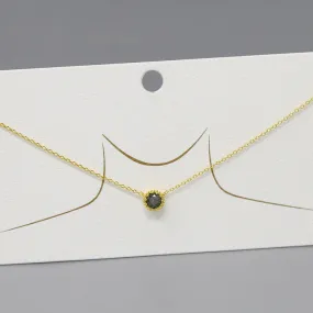 Crowned CZ Stone Pendant Gold Dipped Chain Necklace