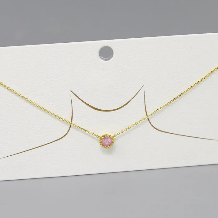 Crowned CZ Stone Pendant Gold Dipped Chain Necklace