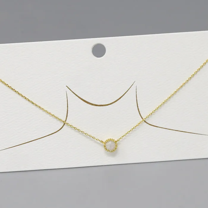 Crowned CZ Stone Pendant Gold Dipped Chain Necklace