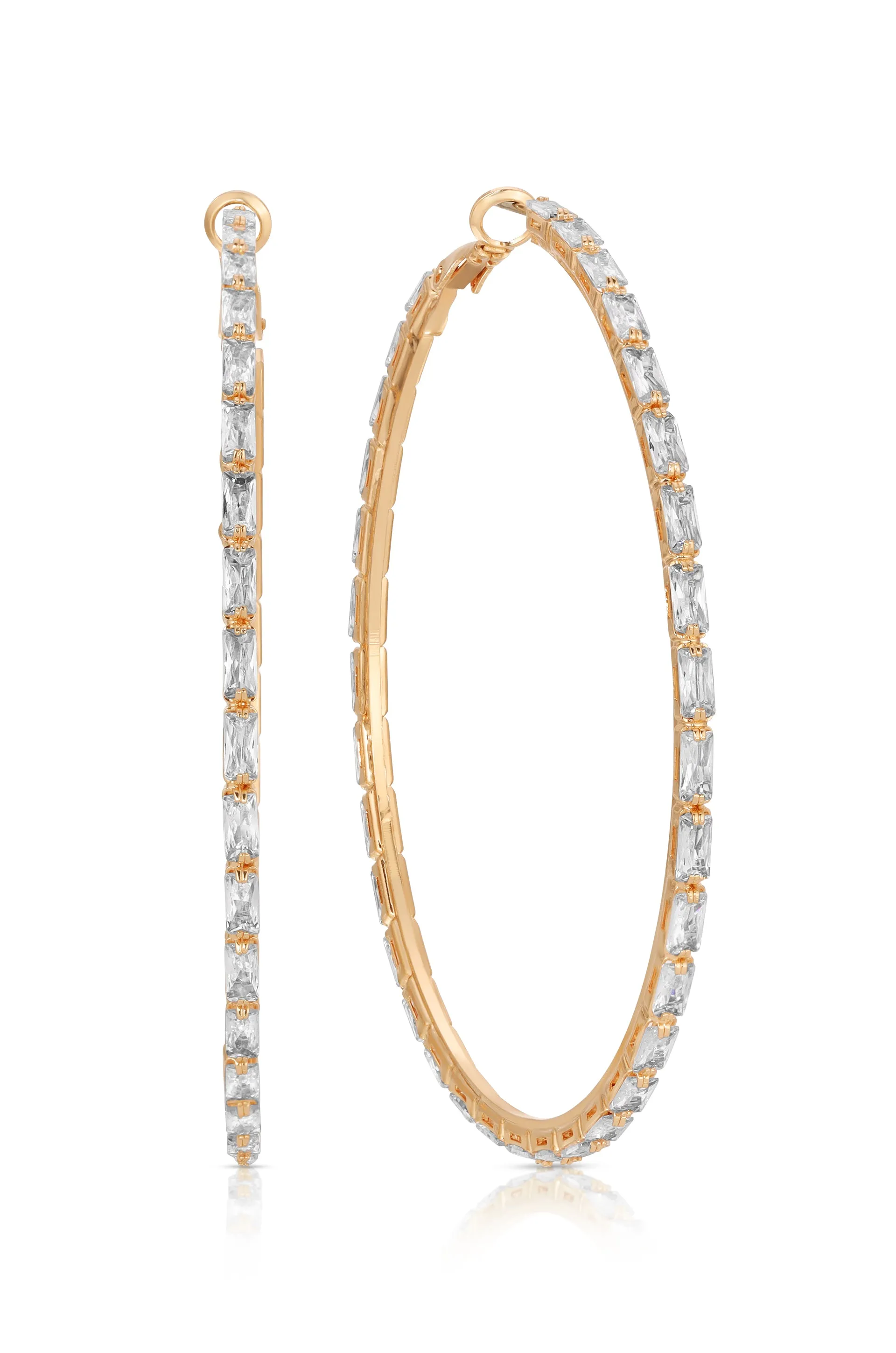 Crystal All Around 18k Gold Plated Hoop Earrings