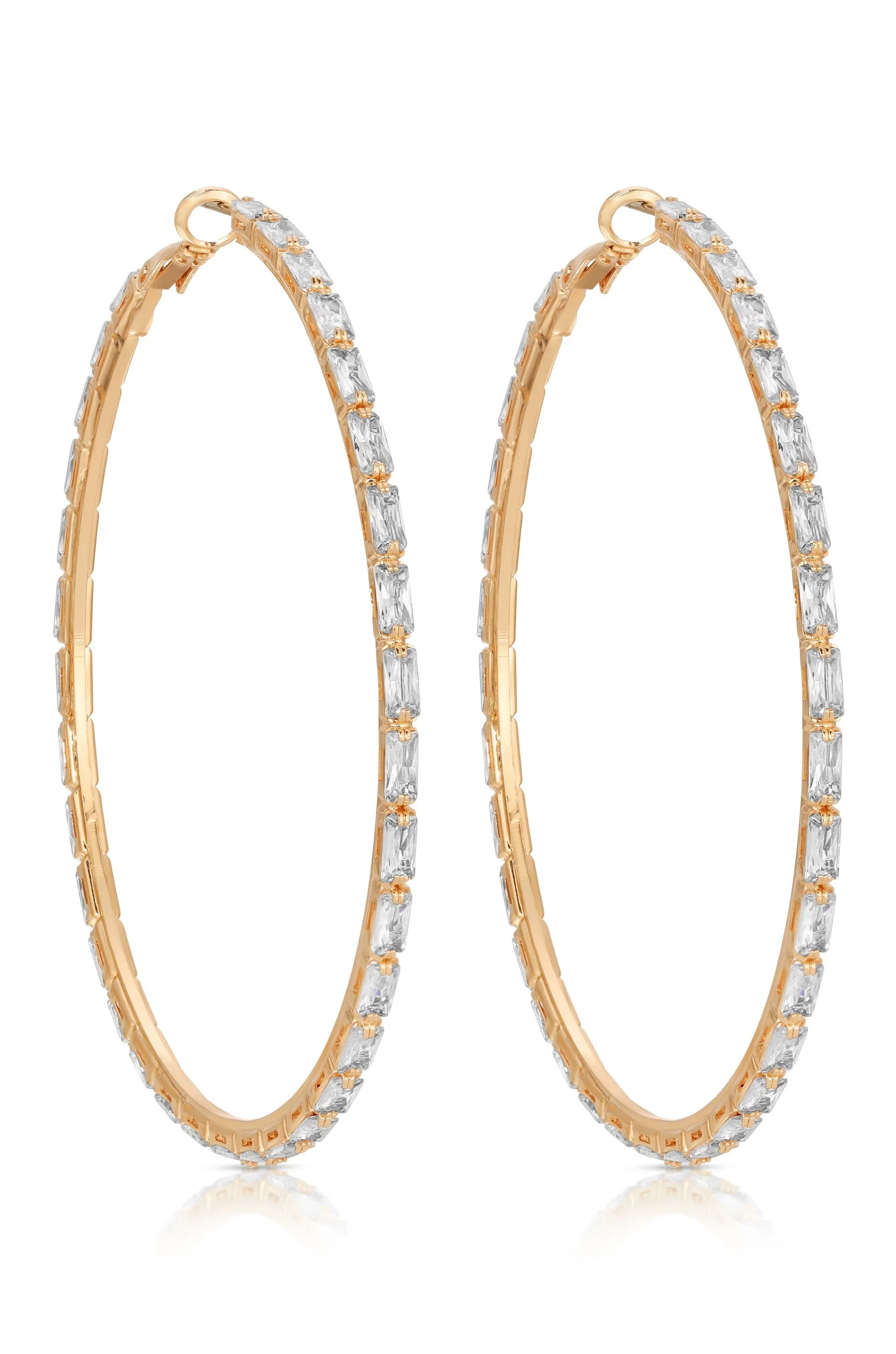 Crystal All Around 18k Gold Plated Hoop Earrings