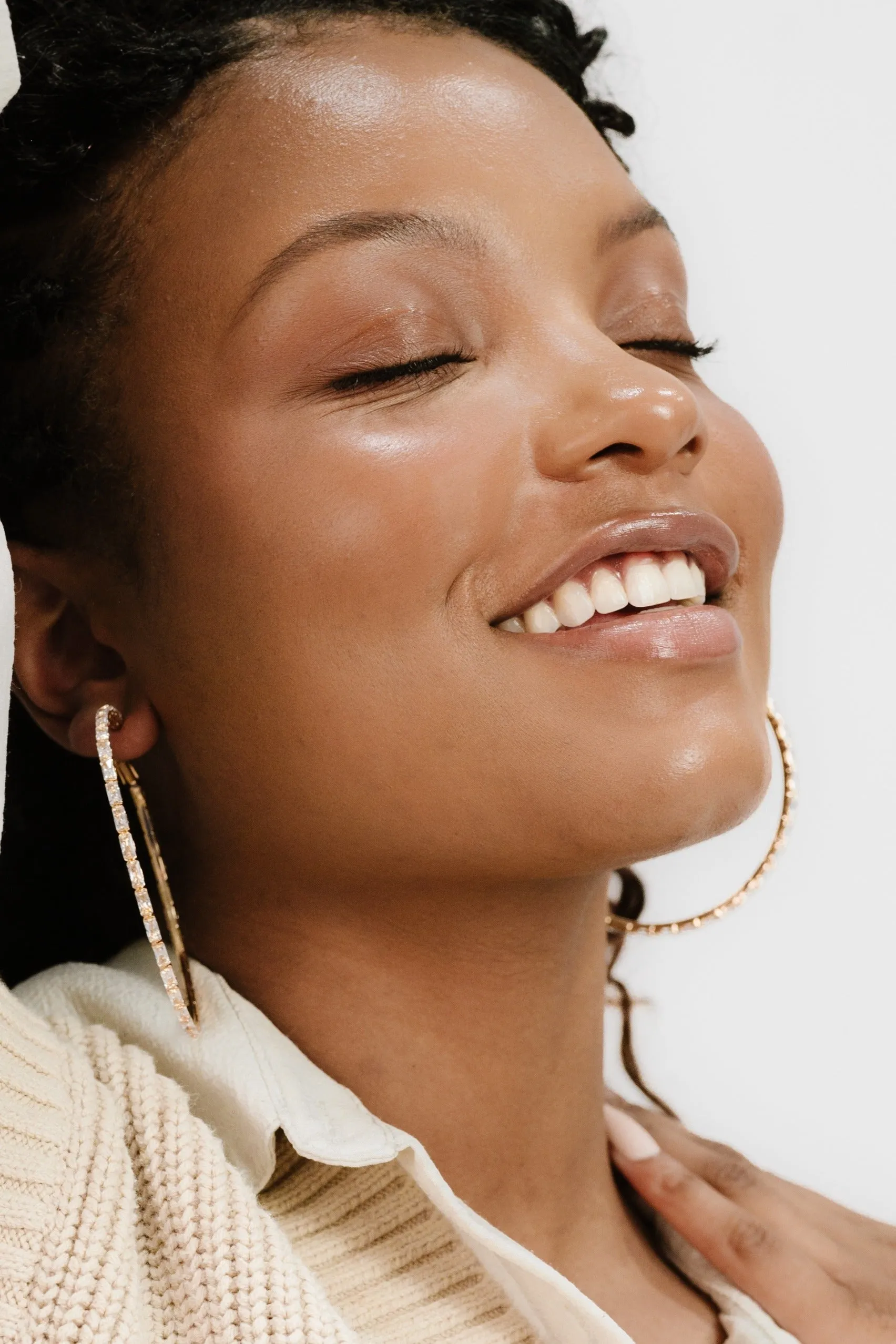 Crystal All Around 18k Gold Plated Hoop Earrings