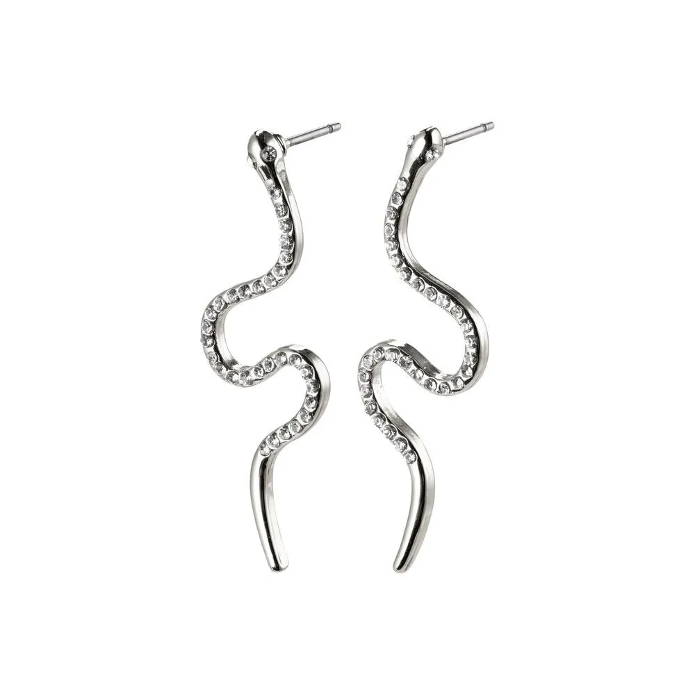 Dagny Silver Plated Crystal Snake Studs