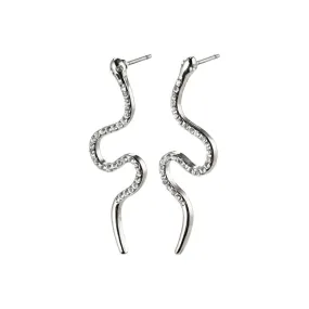 Dagny Silver Plated Crystal Snake Studs