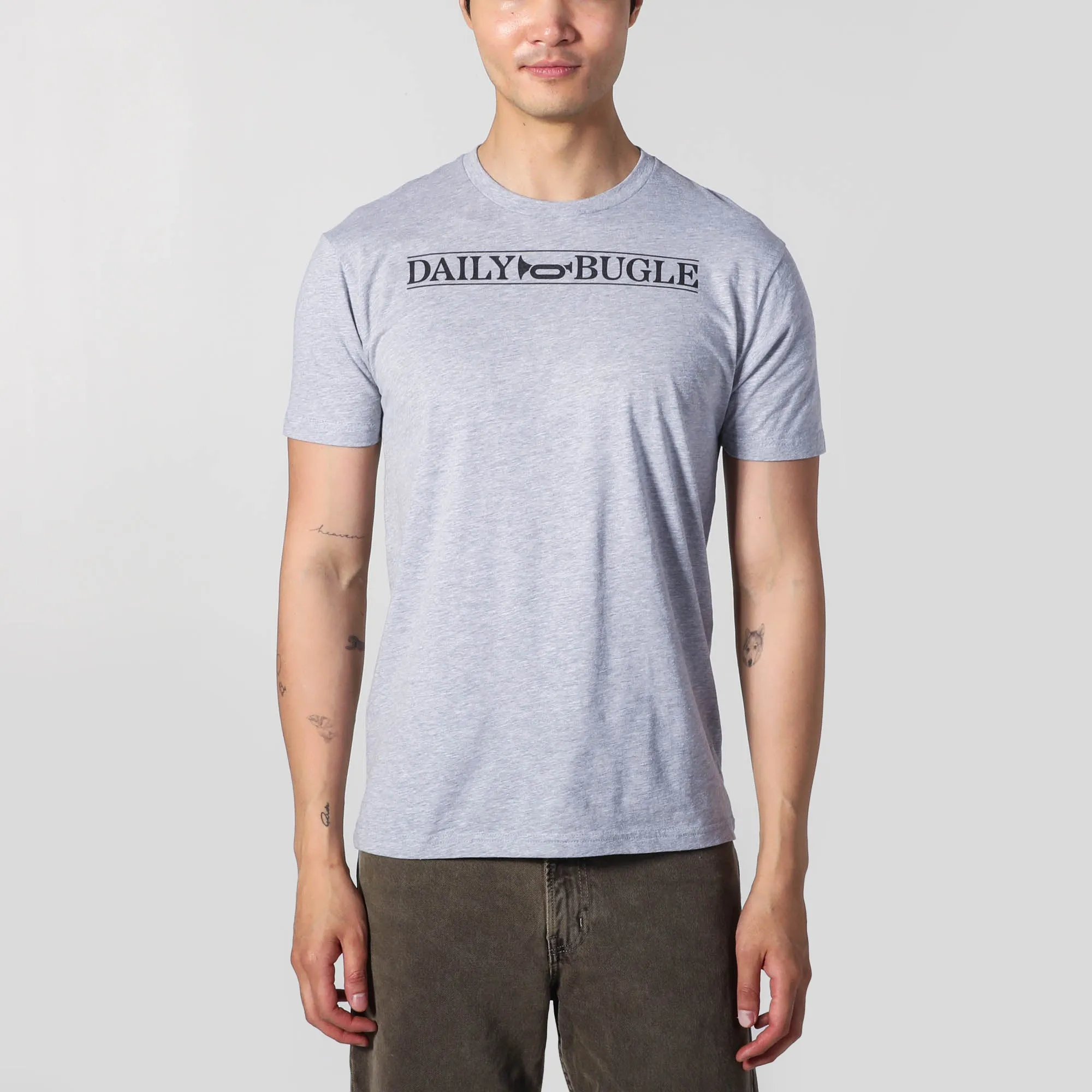 Daily Bugle Logo Heather Grey Tee