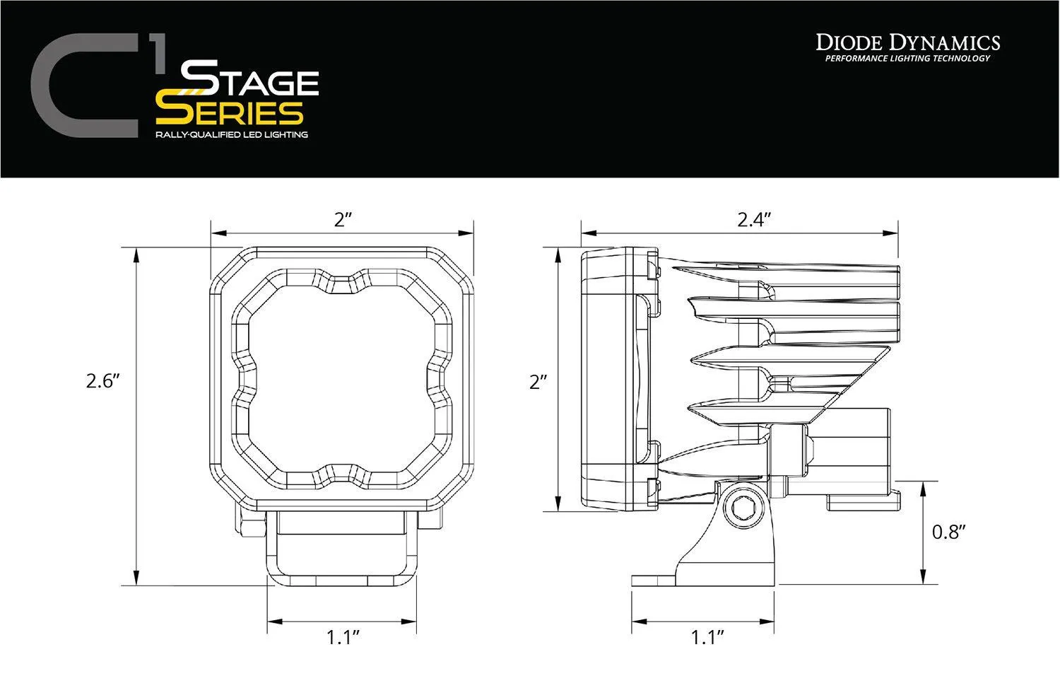 Diode Dynamics Stage Series C1 Yellow SAE Fog Standard LED Pod (pair)