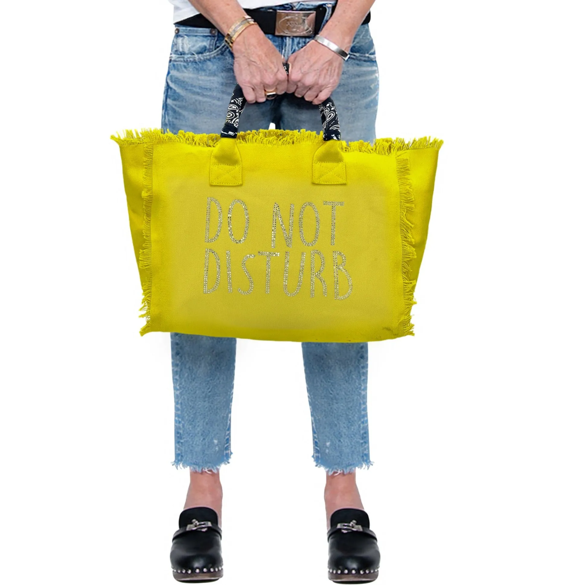 Do Not Disturb Crystal Fringe Canvas Bag