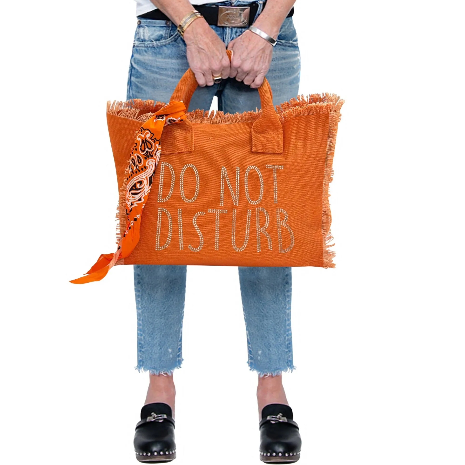 Do Not Disturb Crystal Fringe Canvas Bag