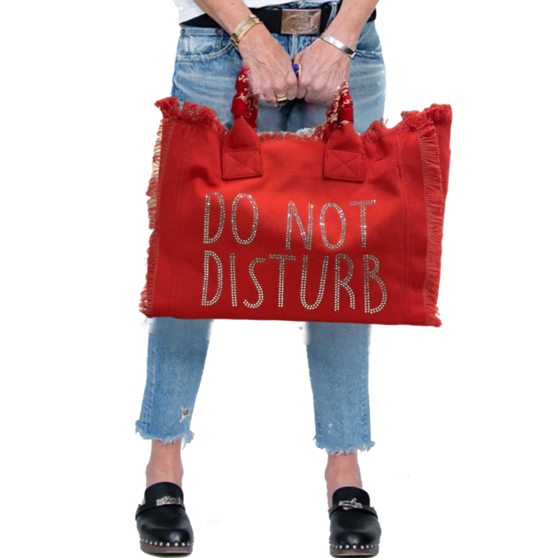 Do Not Disturb Crystal Fringe Canvas Bag